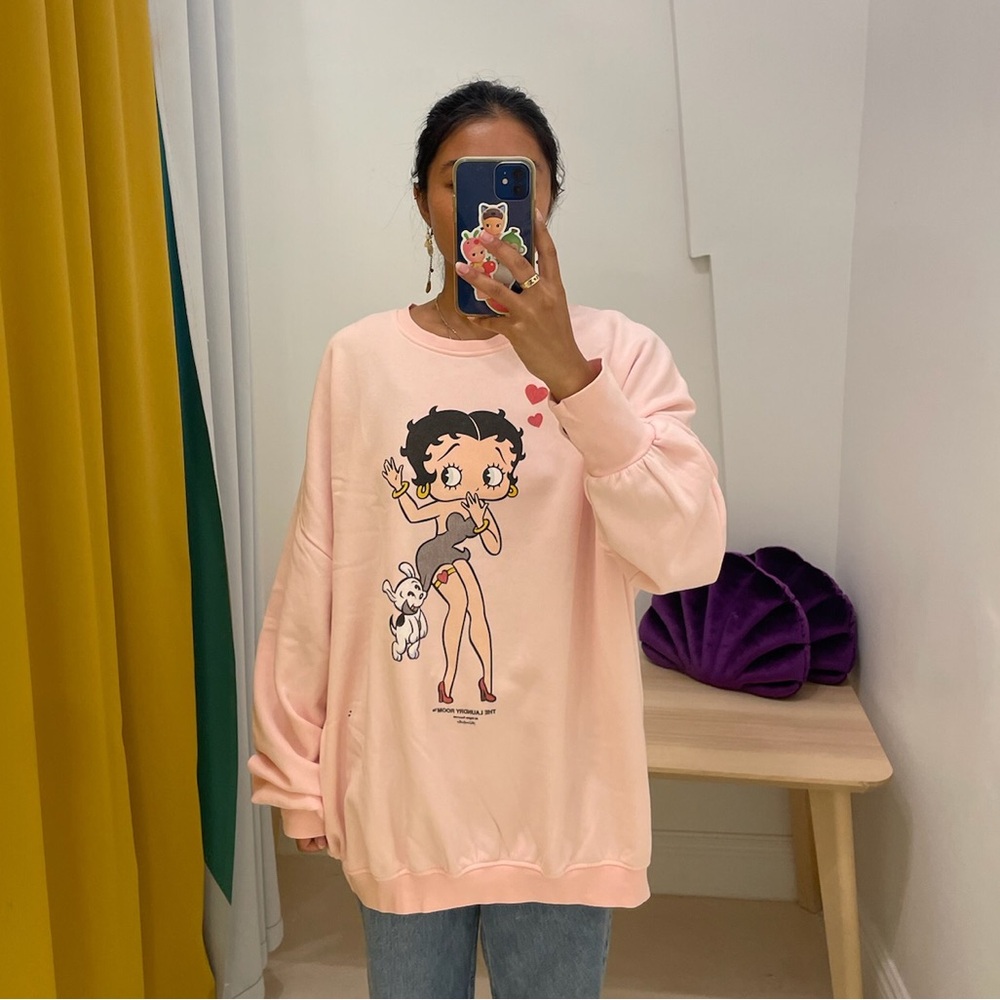 Betty Boop Pink Oversized Sweatshirt